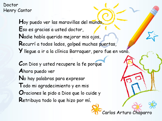 Acrostico de agradecimiento para Henry Cantor